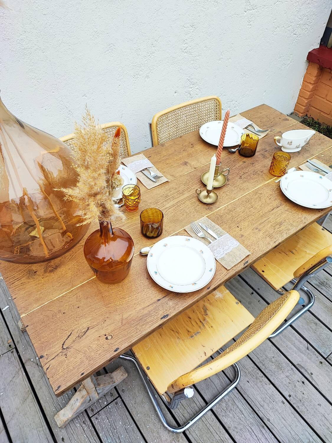 Farmhouse table on trestles