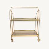 Vintage folding serving table on wheels 1970