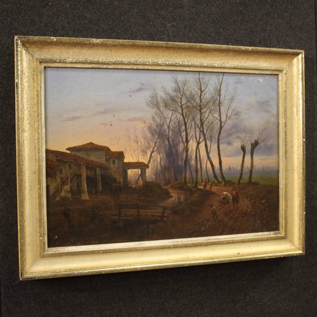 Antique French Painting Landscape From 19th Century