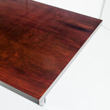 Table à manger vintage métal chromé et palissandre Espagne, années 70