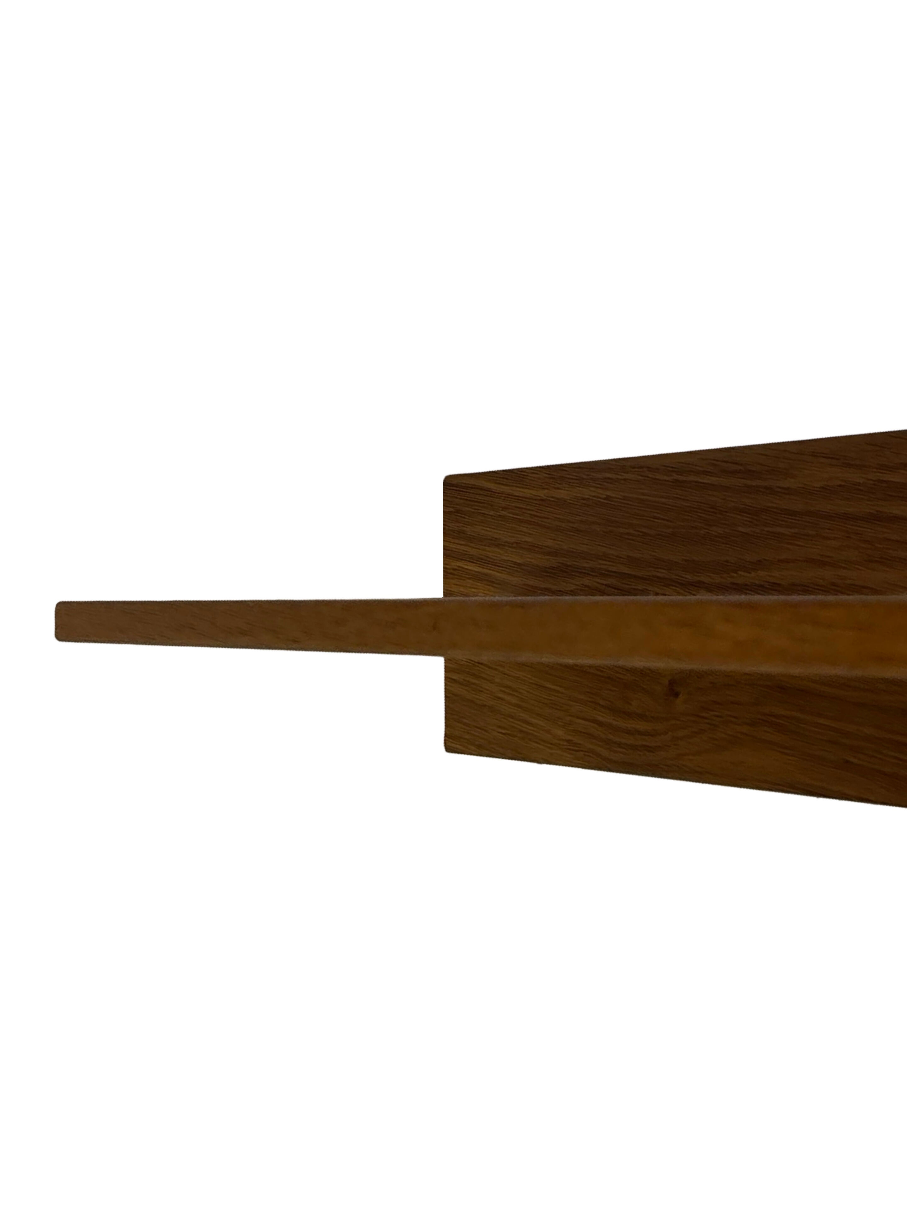 Vintage oak wall rack book shelf wood minimalist 80's design.