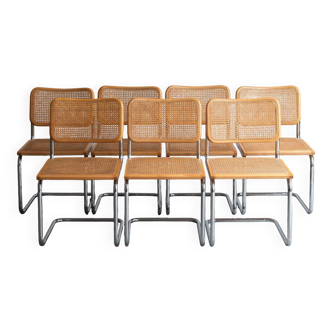 Set of 7 'Cesca' dining chairs by Marcel Breuer.