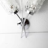 Double wall lamp 1960 chrome and glass and transparent tip