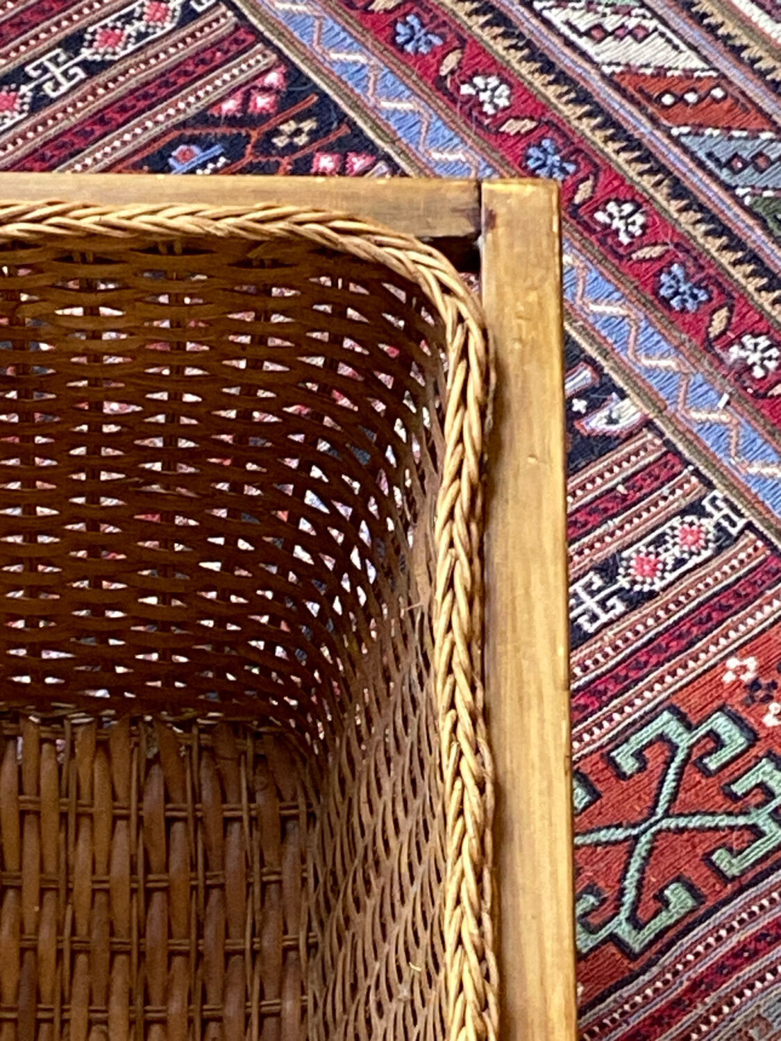 Wicker and wood basket