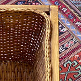Wicker and wood basket