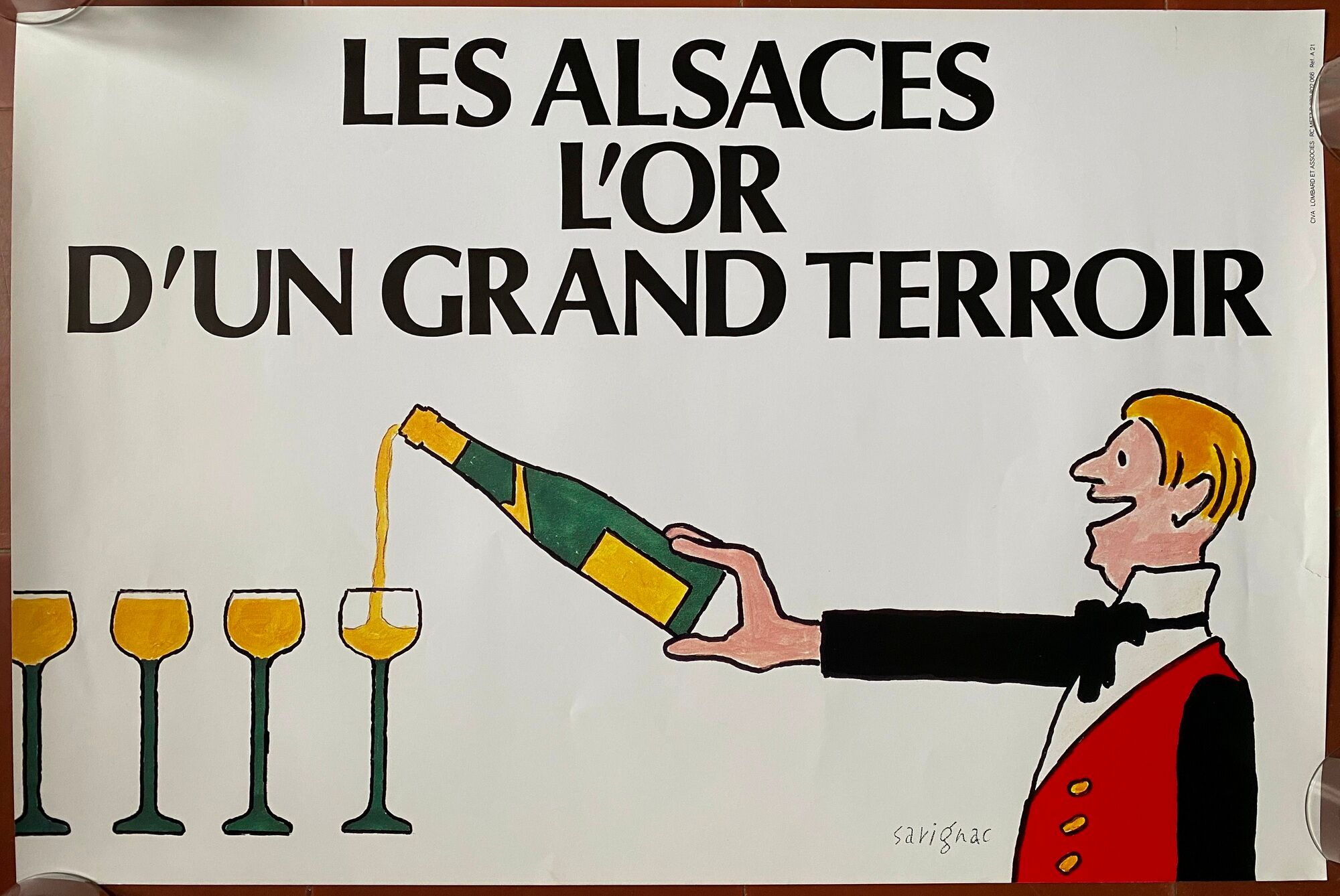Original poster "Les Alsaces l'or d'un grand terroir" Wine, Oenology, Savignac 40x60cm 1990