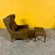 Fauteuil en cuir vintage danois à dossier haut années 1960