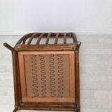 Pair of 70's rattan and leather armchairs