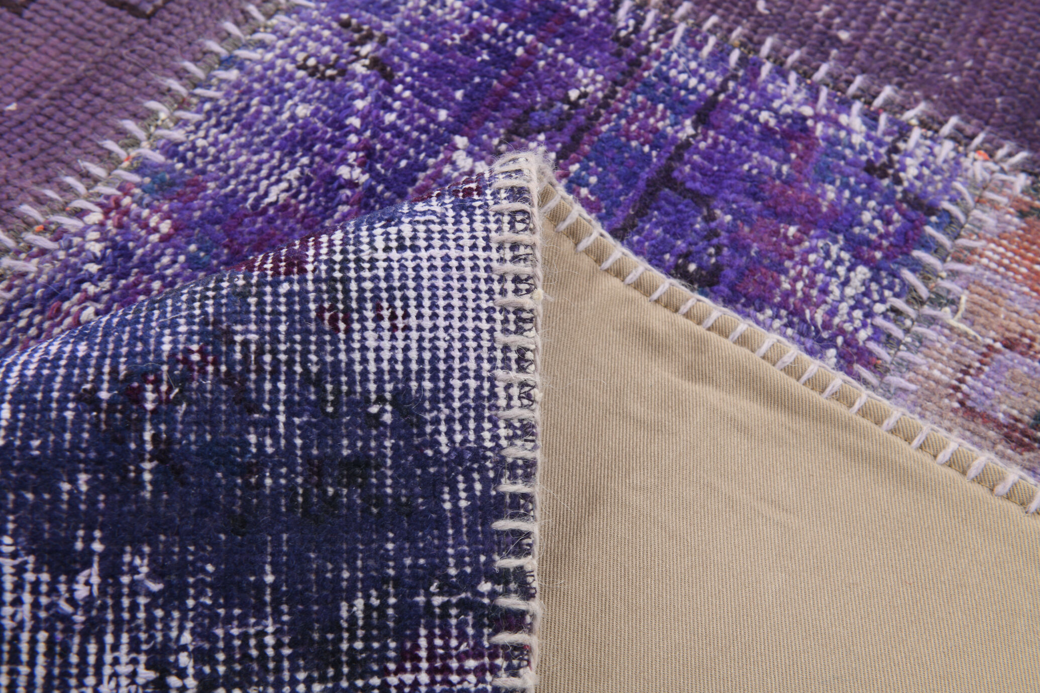 Purple tones vintage patchwork rug 304x215cm