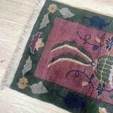 Chinese Art Deco handmade antique carpet 64cm x 128cm 1920s