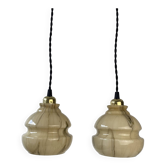 Pair of old vintage marbled pendants