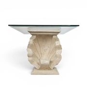 Console ou base de table en forme de coquillage Magnussen Ponte avec plateau en verre d'origine.