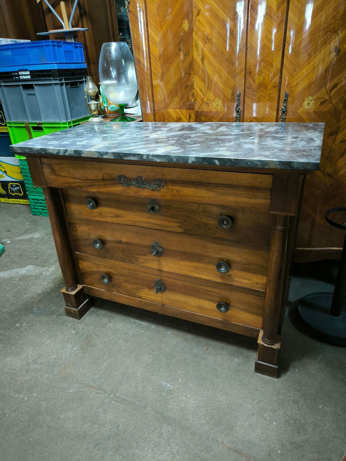 Empire period walnut chest of drawers
