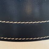 Black leather and brass desk basket