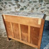 French Art Deco walnut sideboard with marble top (1920s)