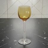 6 amber crystal wine glasses