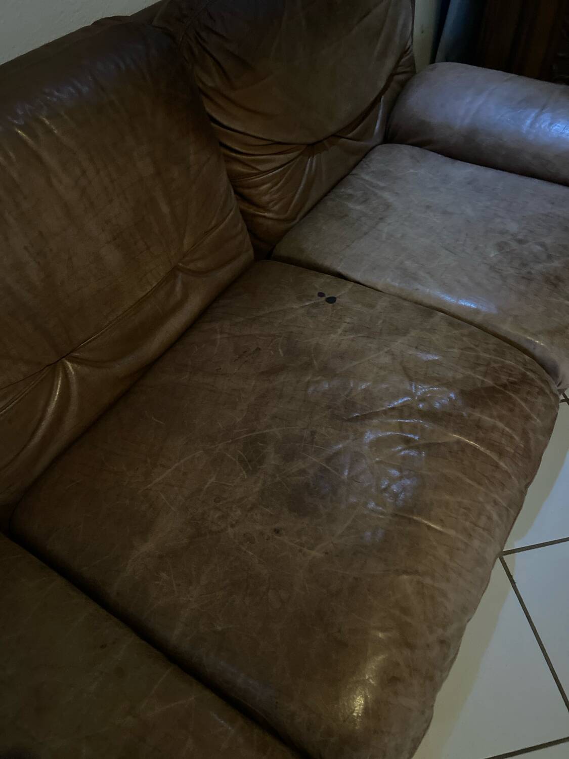 3-seater cognac leather sofa