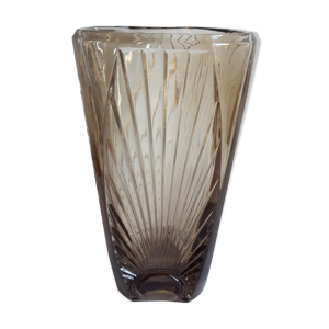 Vase en verre gris art