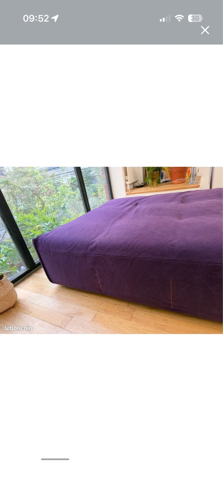 Sofa module/chaise longue (meridienne) in violet, "Tufty-Too" by Patri