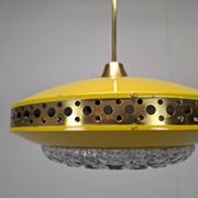 1970s Ludib Mid-Century Pendant Lamp in Yellow Metal, Brass and Glass