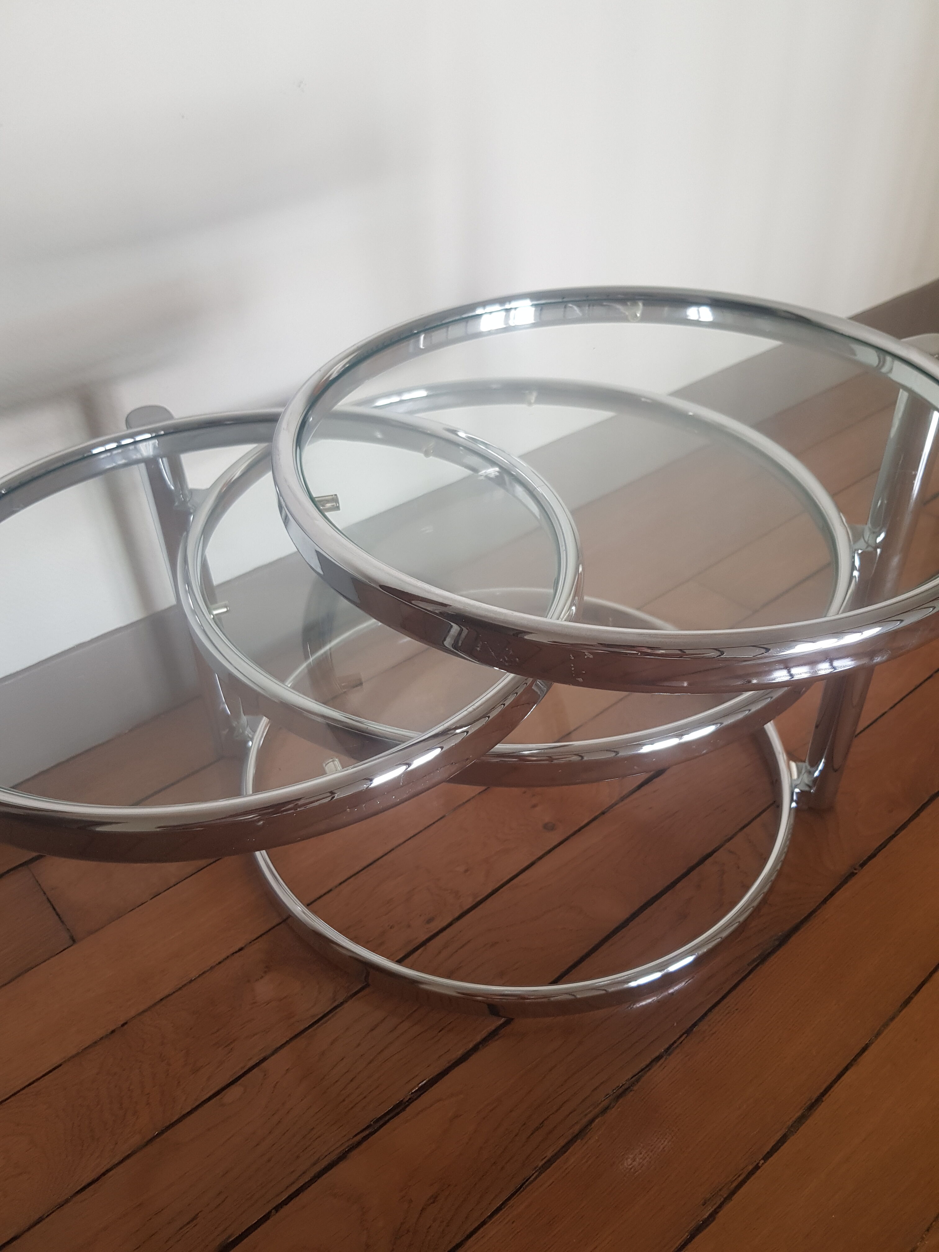 Glass and chrome coffee table
