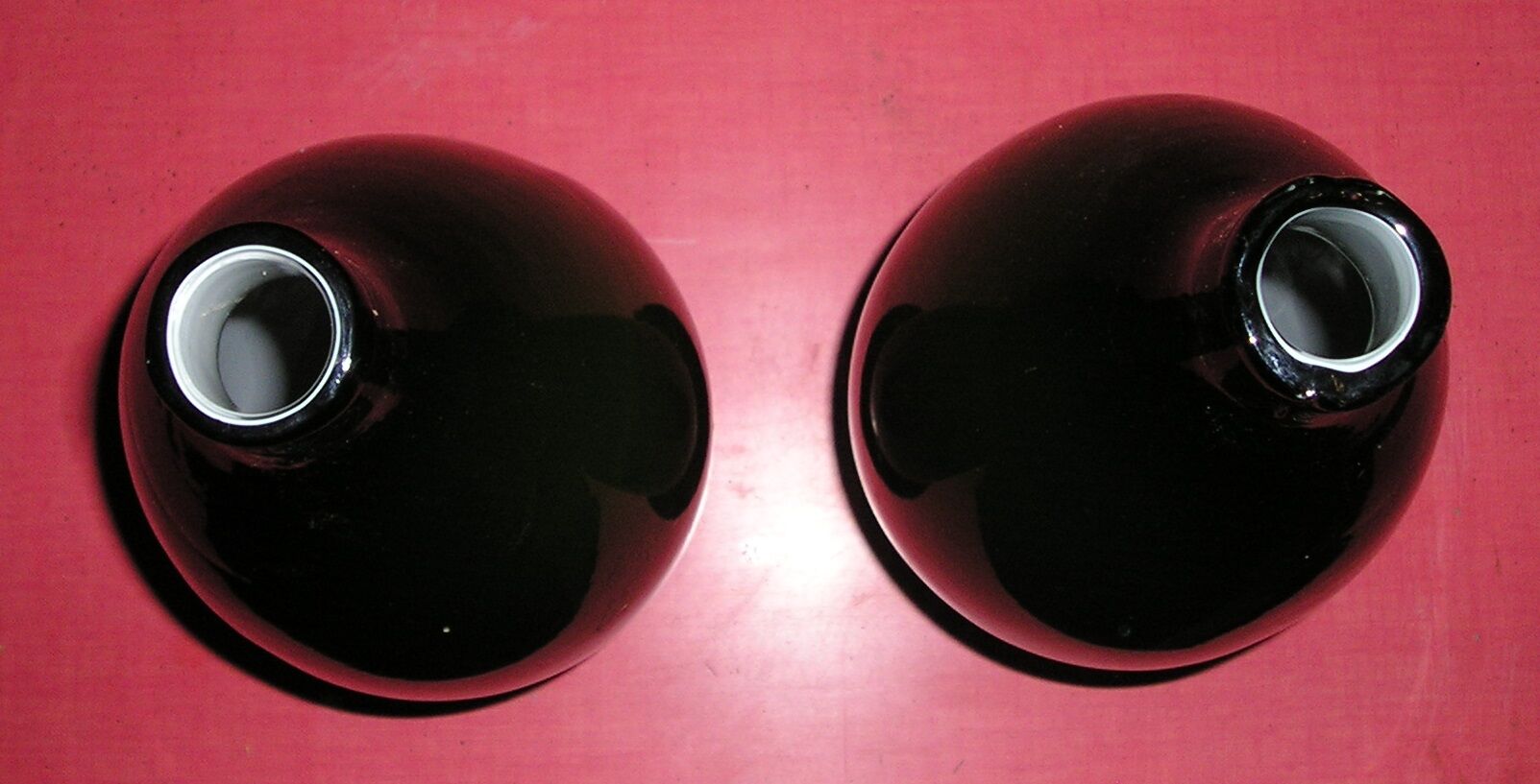 Pair of vases glass "bottle" double layer, 70 years