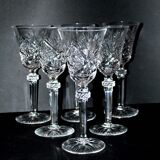 Set of 6 diamond cut crystal wine glasses lemberg or saint-louis 17cm