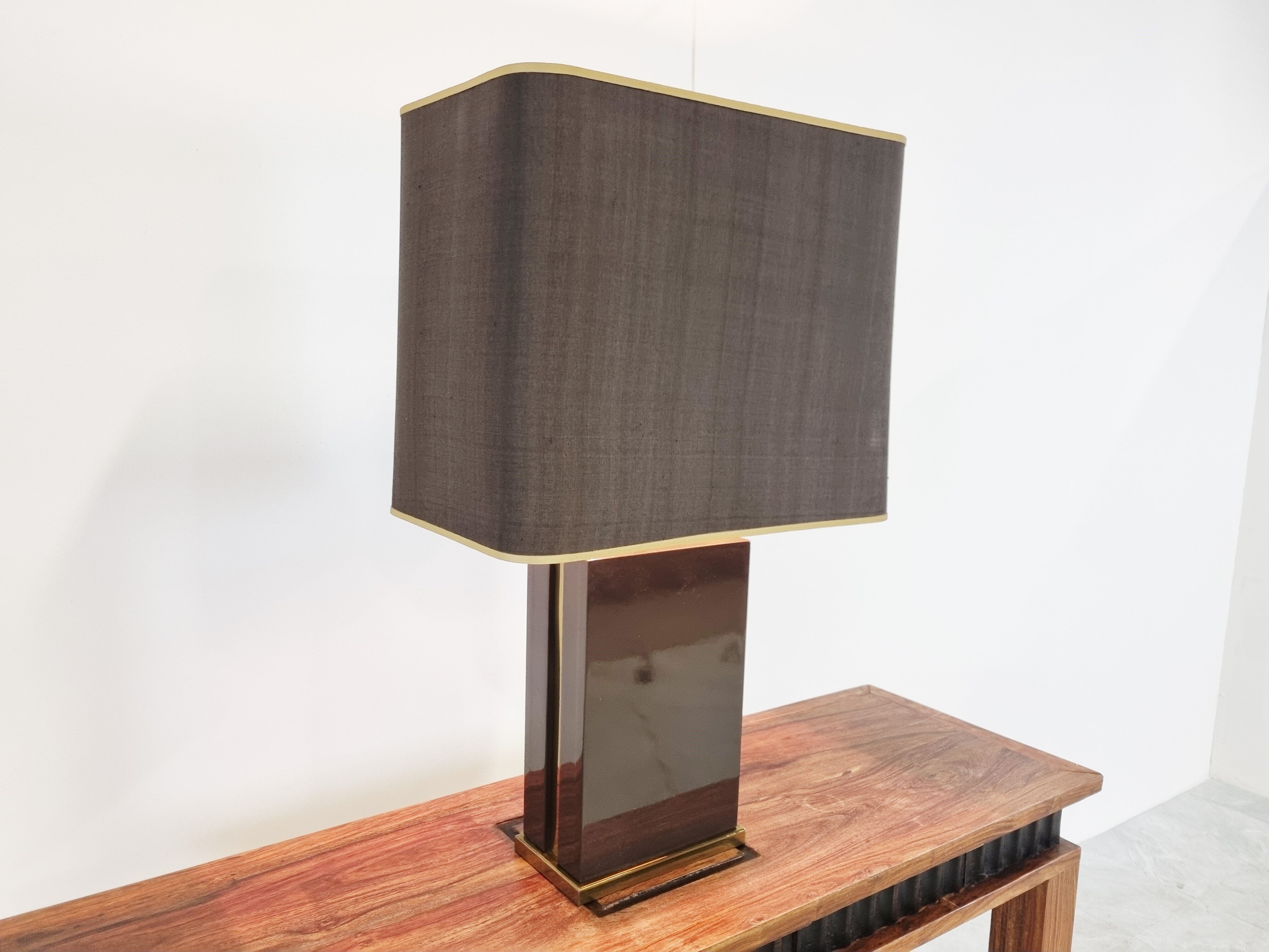 Vintage lacquered and brass table lamp, 1970s