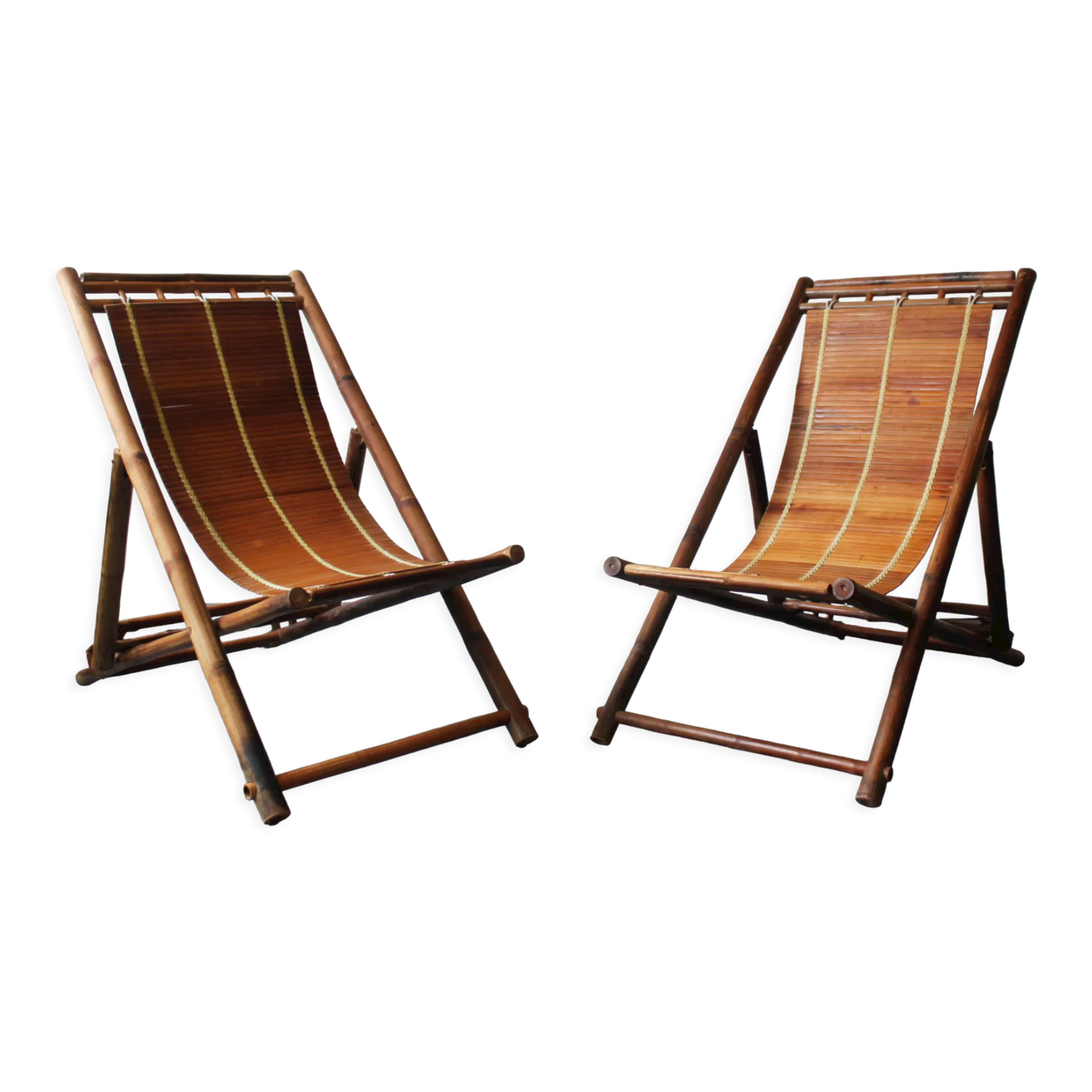 Paire de chiliennes en bambou, 70's.