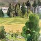 Watercolor mountain landscape signed