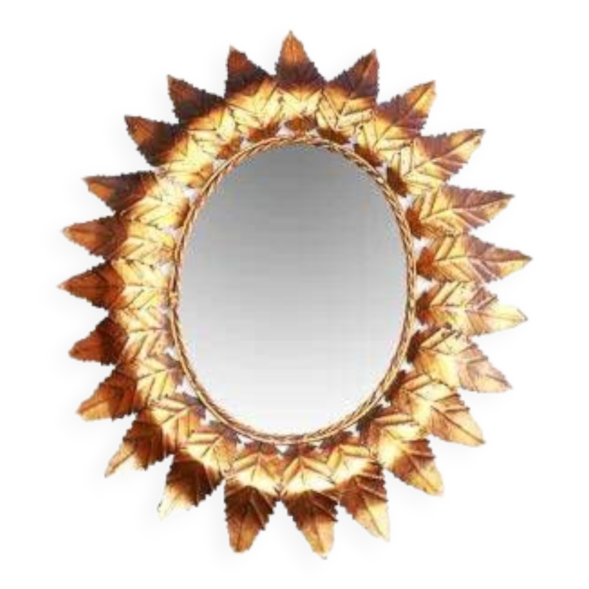 Oval sun mirror, 61x52cm.