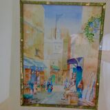 Watercolor old framed XlX, orientalist, signed louis lartigau
