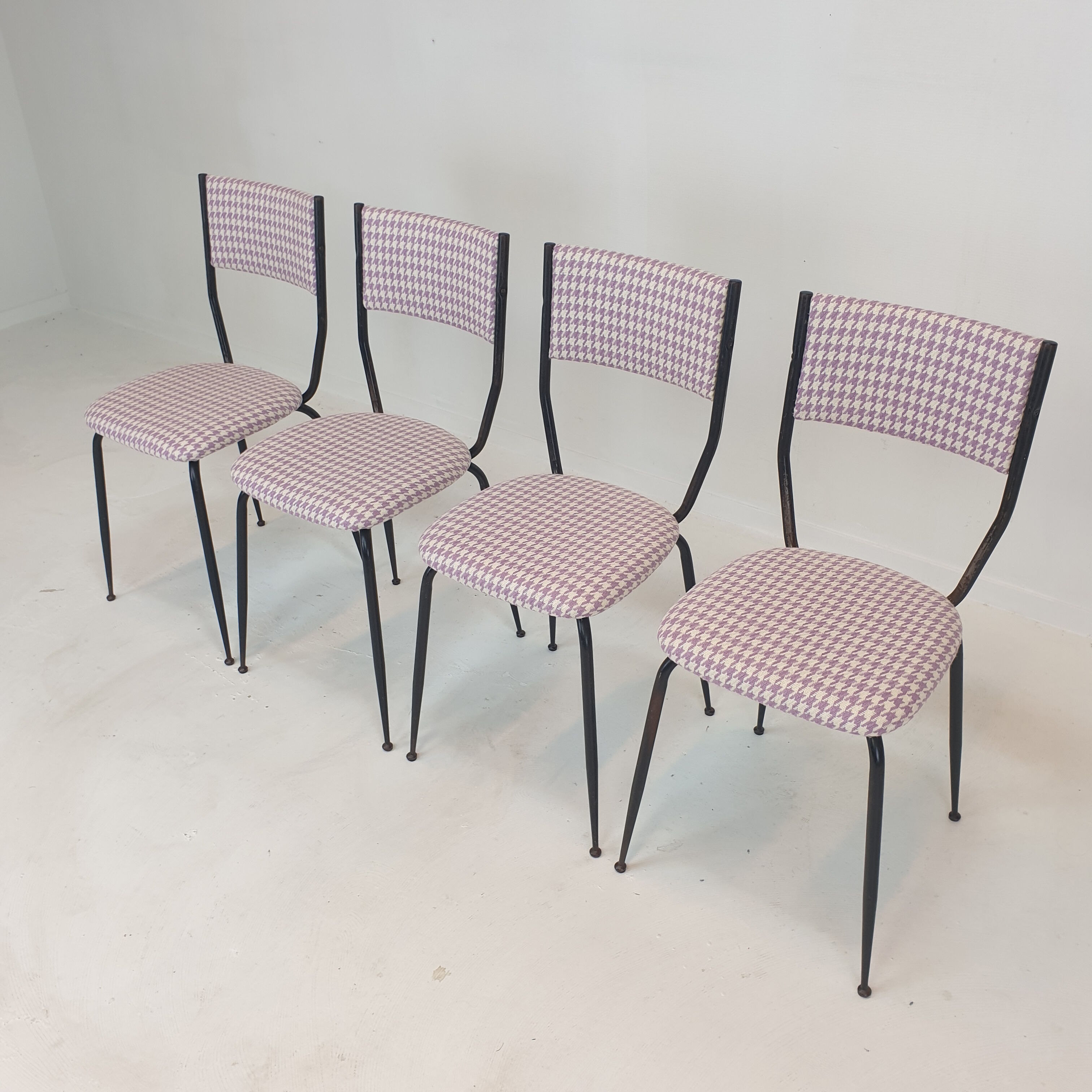 Set of 4 Italian Metal Dining Chairs, 1960's