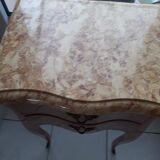 Rosewood nightstand. Marble top. 2 Drawers.