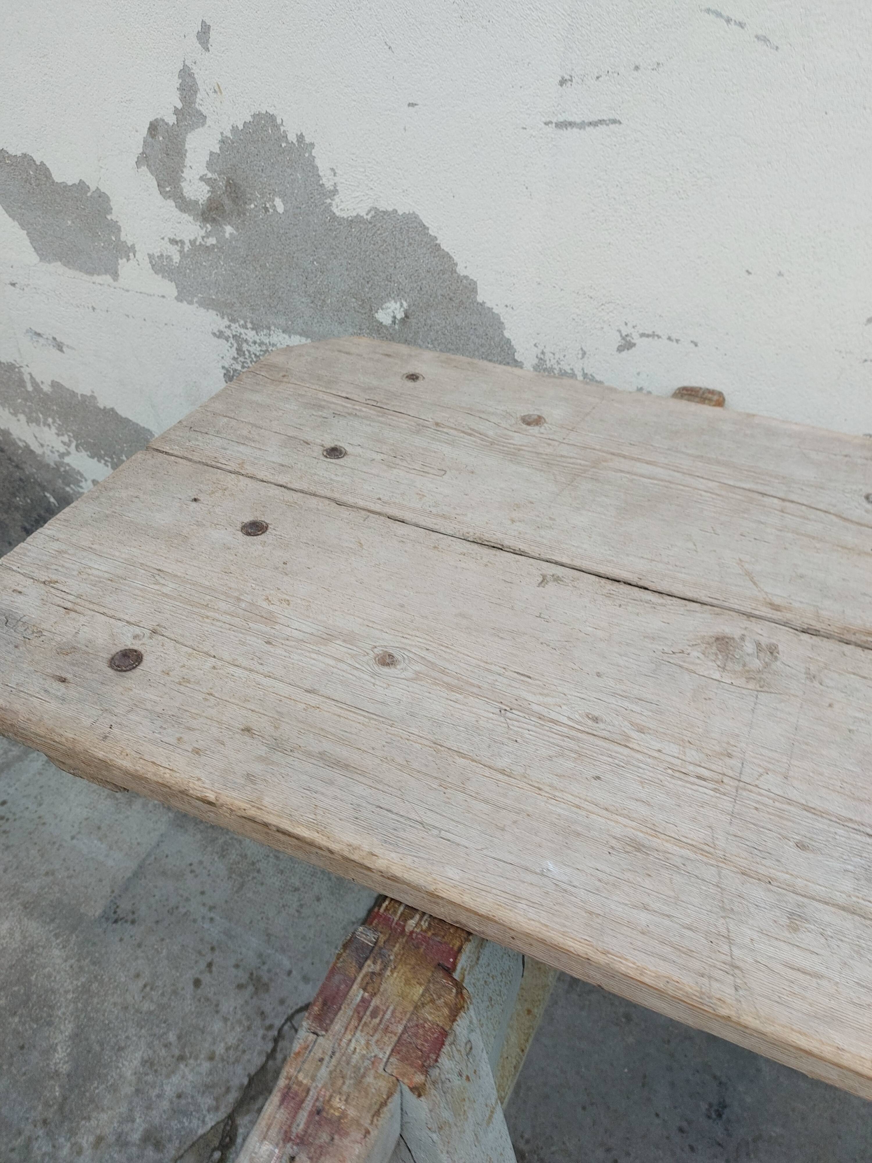 Workshop table in old wood 1950 -3m50