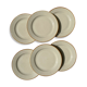 6 assiettes plates en grès beige Tulowice Poland 1970
