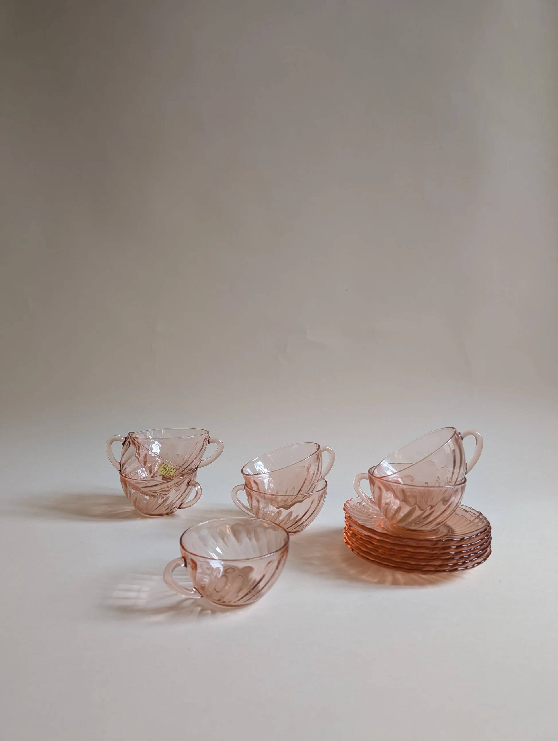 Service à thé ou café Rosaline, Arcoroc France, années 70/80