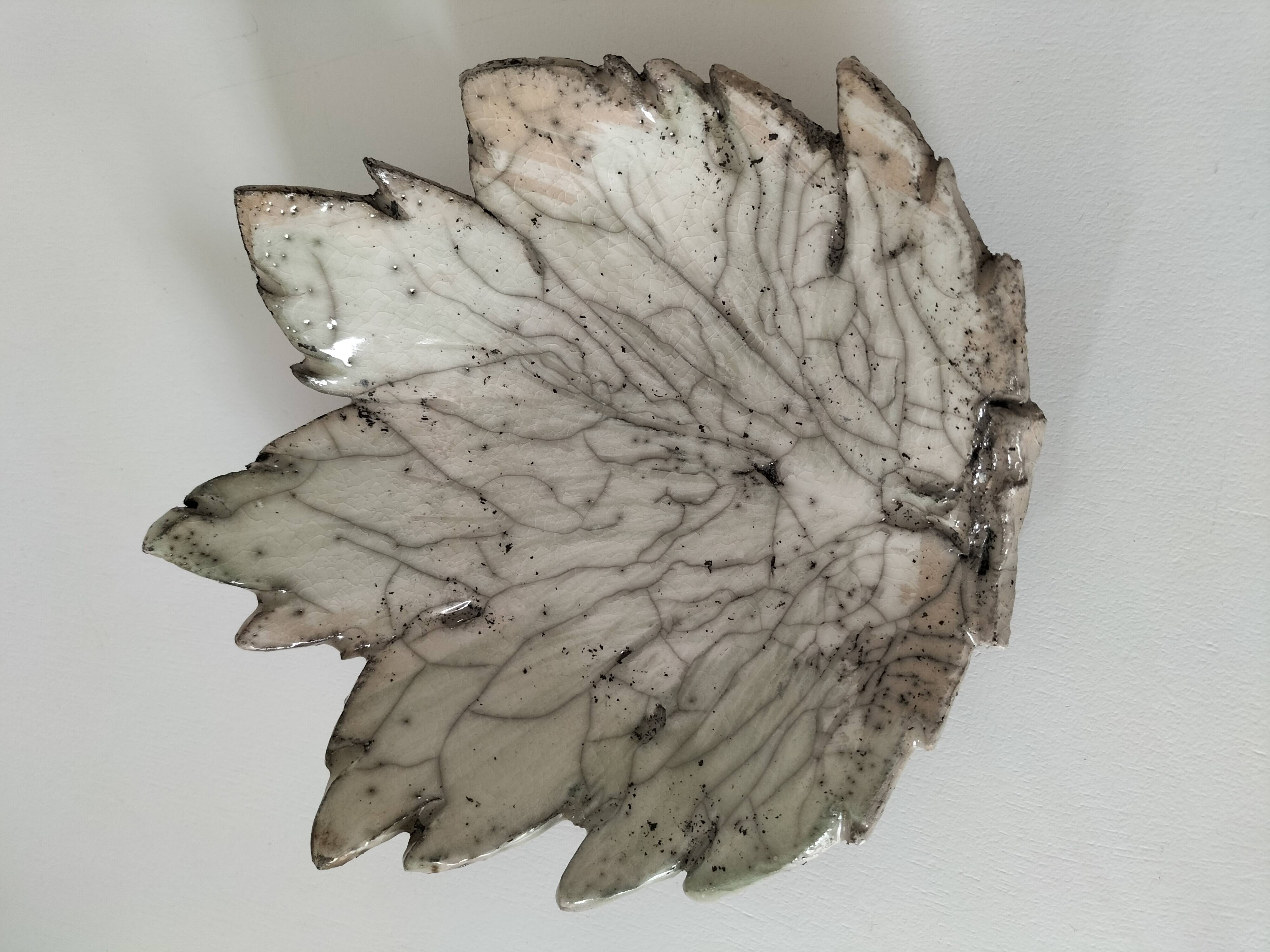 Raku ceramic leaf bowl – unique piece