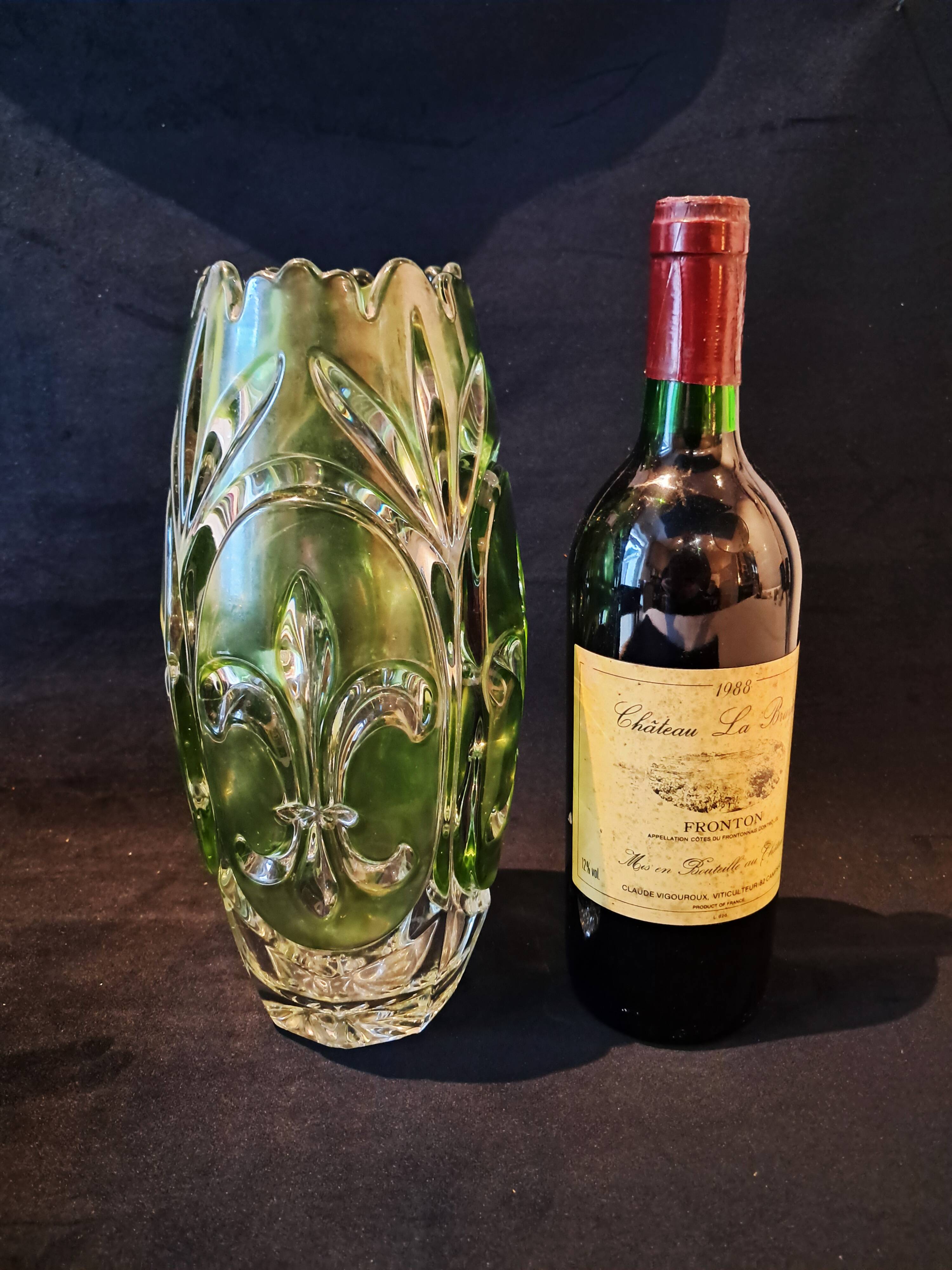 Large glass vase in Czech, lily flower model by Rudolfova Hut.