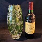 Large Czech Glass Vase Fleur De Lys Pattern By Rudolfova Hut