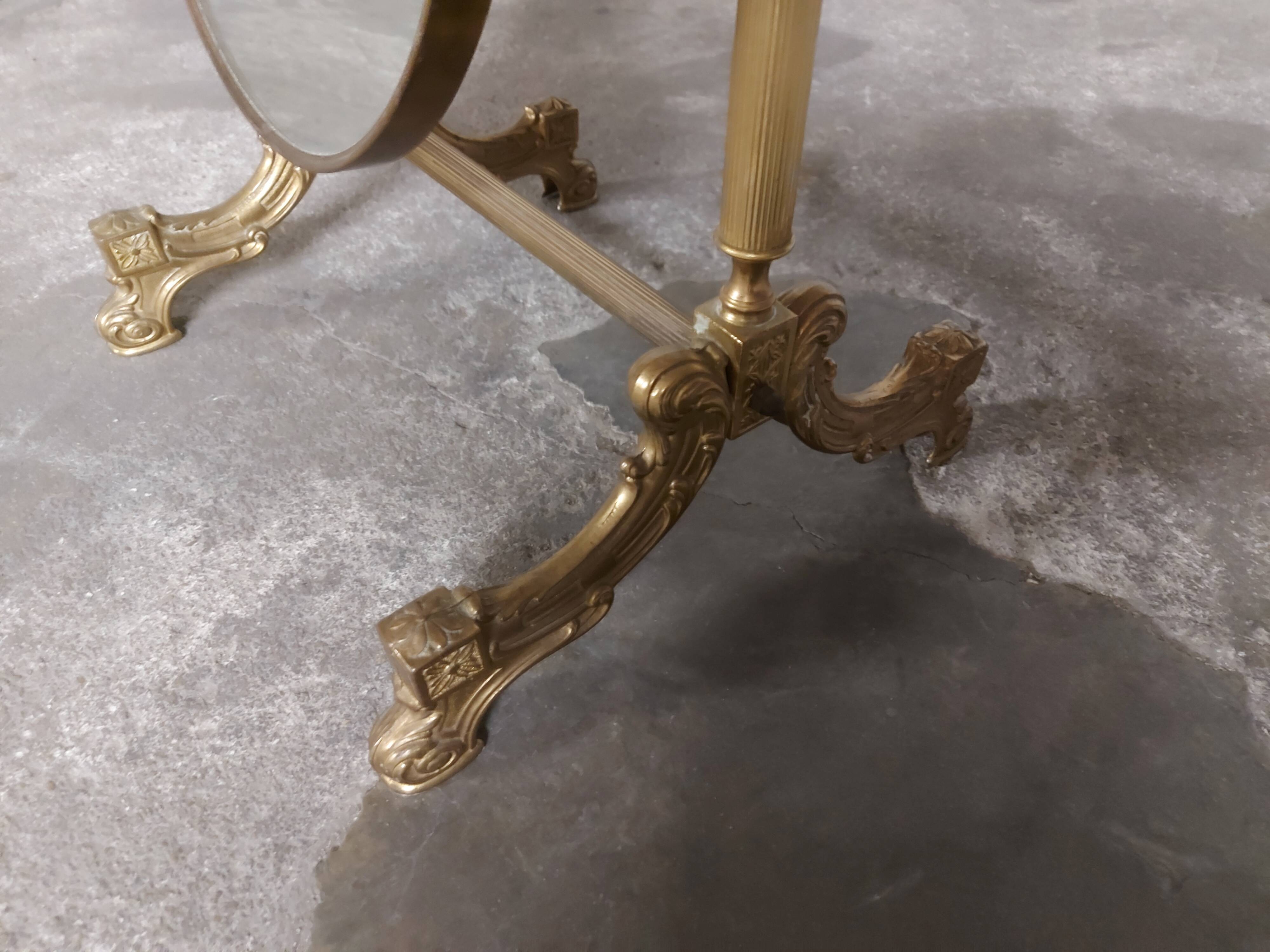 Psyche mirror in vintage gilded bronze