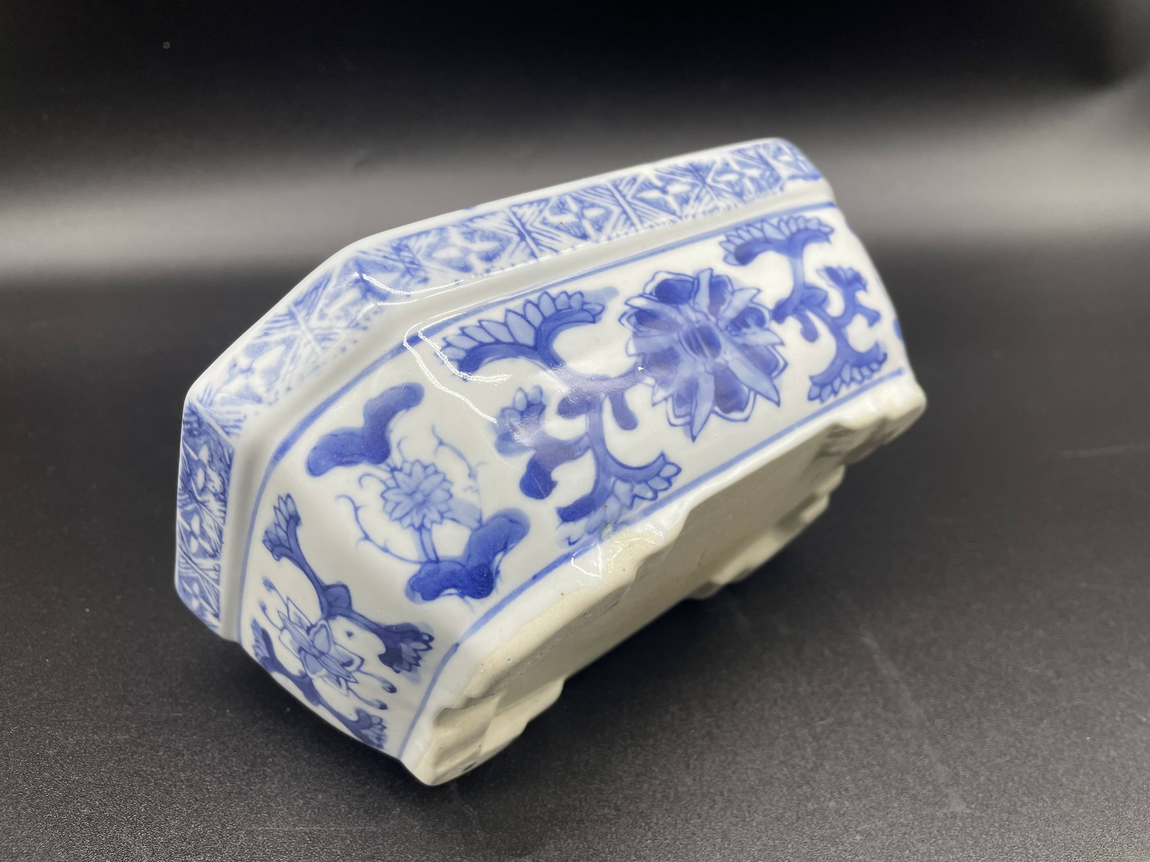 Chinese decorative planter - blue and white - vintage rectangular pot
