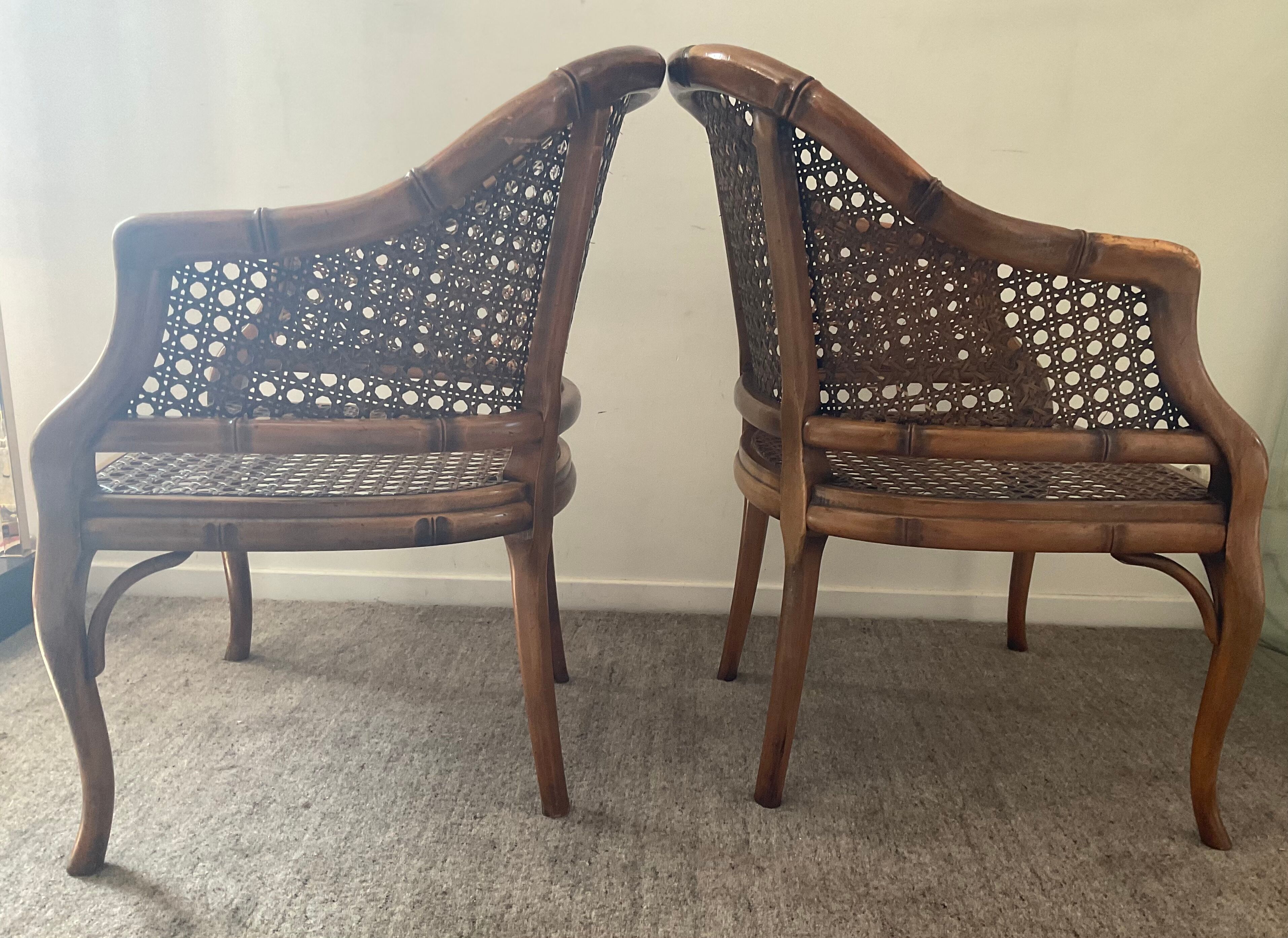 Pair of canned armchairs from the 50s and 60s