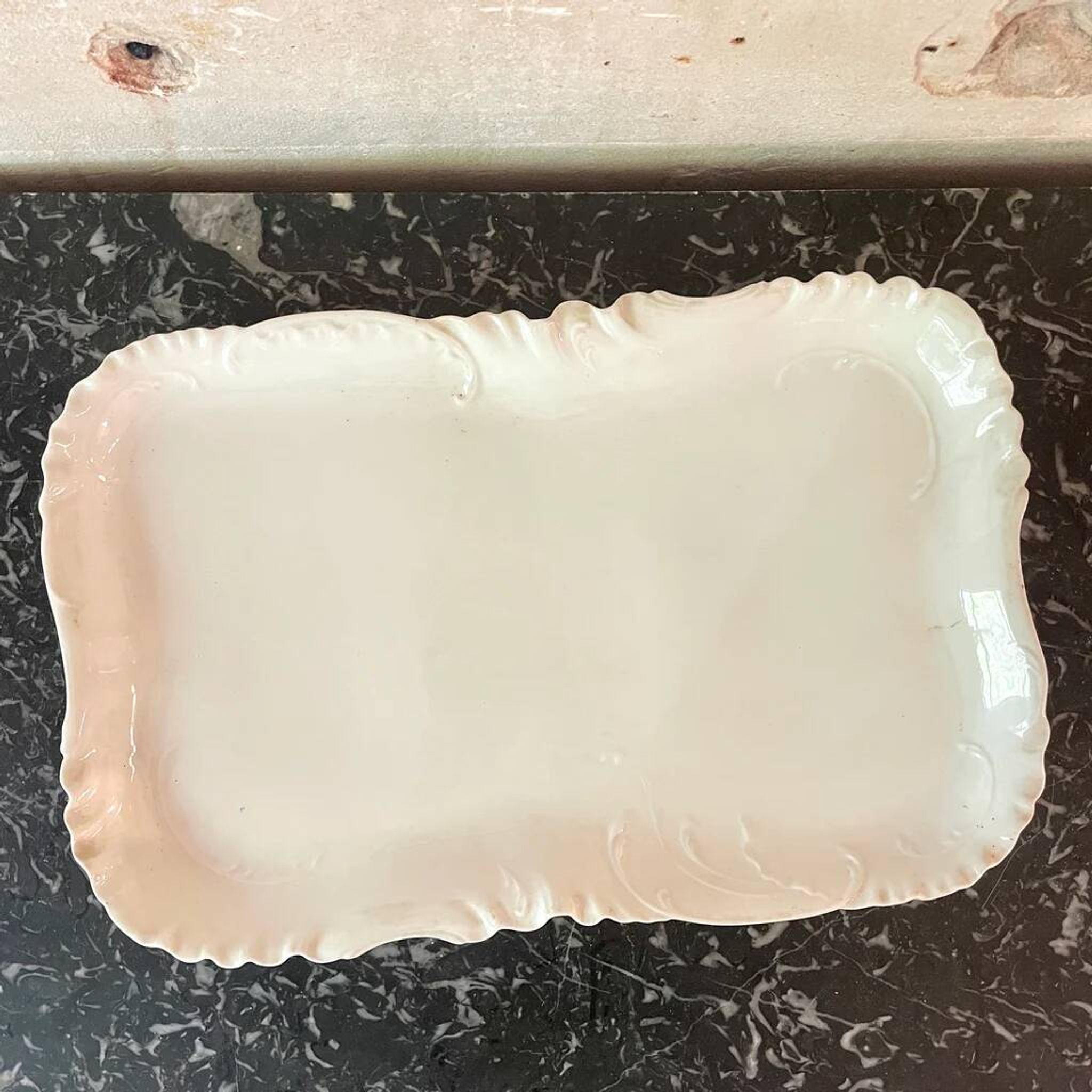 Large rectangular porcelain platter, 19th century, H&Cie France
