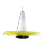 1950s Yellow and Black Glass Vintage Pendant Lamp