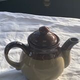 Two-tone stoneware teapot vintage floral pattern