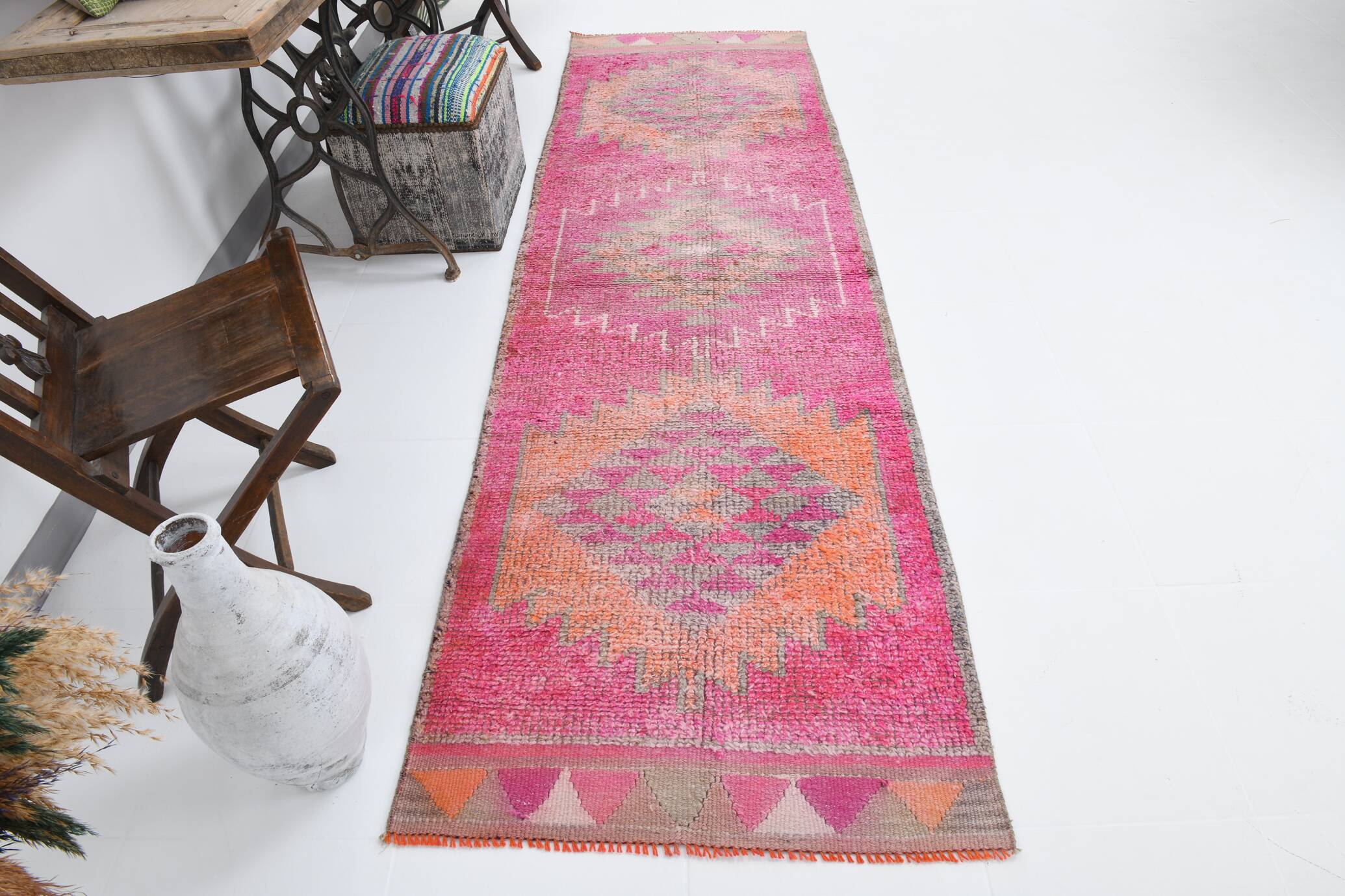 3x10 Oriental Pink Wool Turkish Runner Rug, 89x295Cm SK 18196