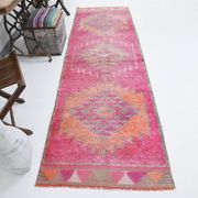 3x10 Oriental Pink Wool Turkish Runner Rug, 89x295Cm SK 18196