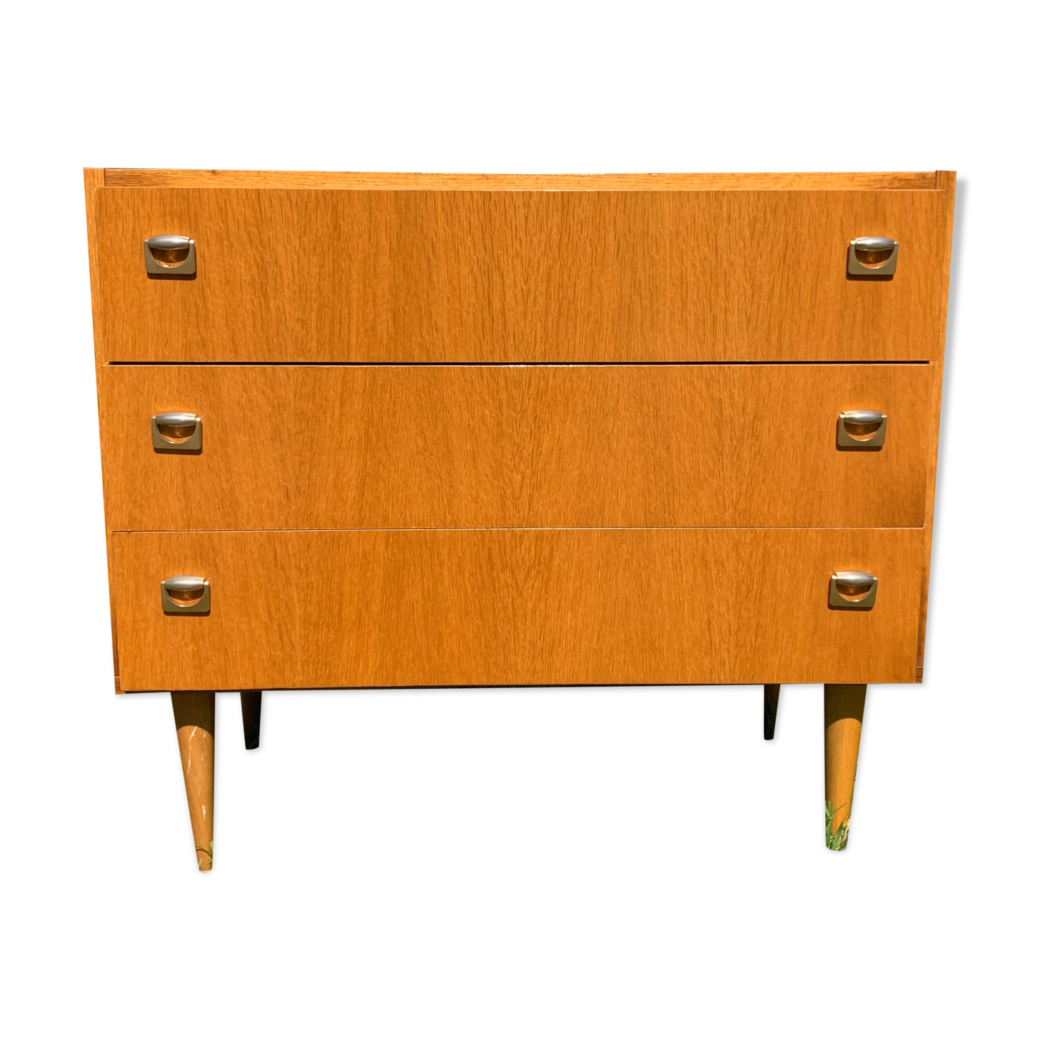 Chest of drawers 3 drawers vintage wood veneer