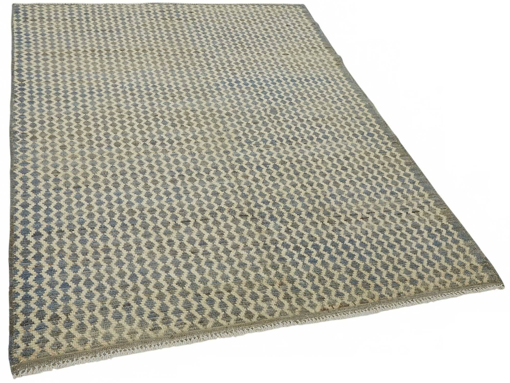 Handmade Turkish One of a Kind 154 cm x 195 cm Blue Wool Carpet